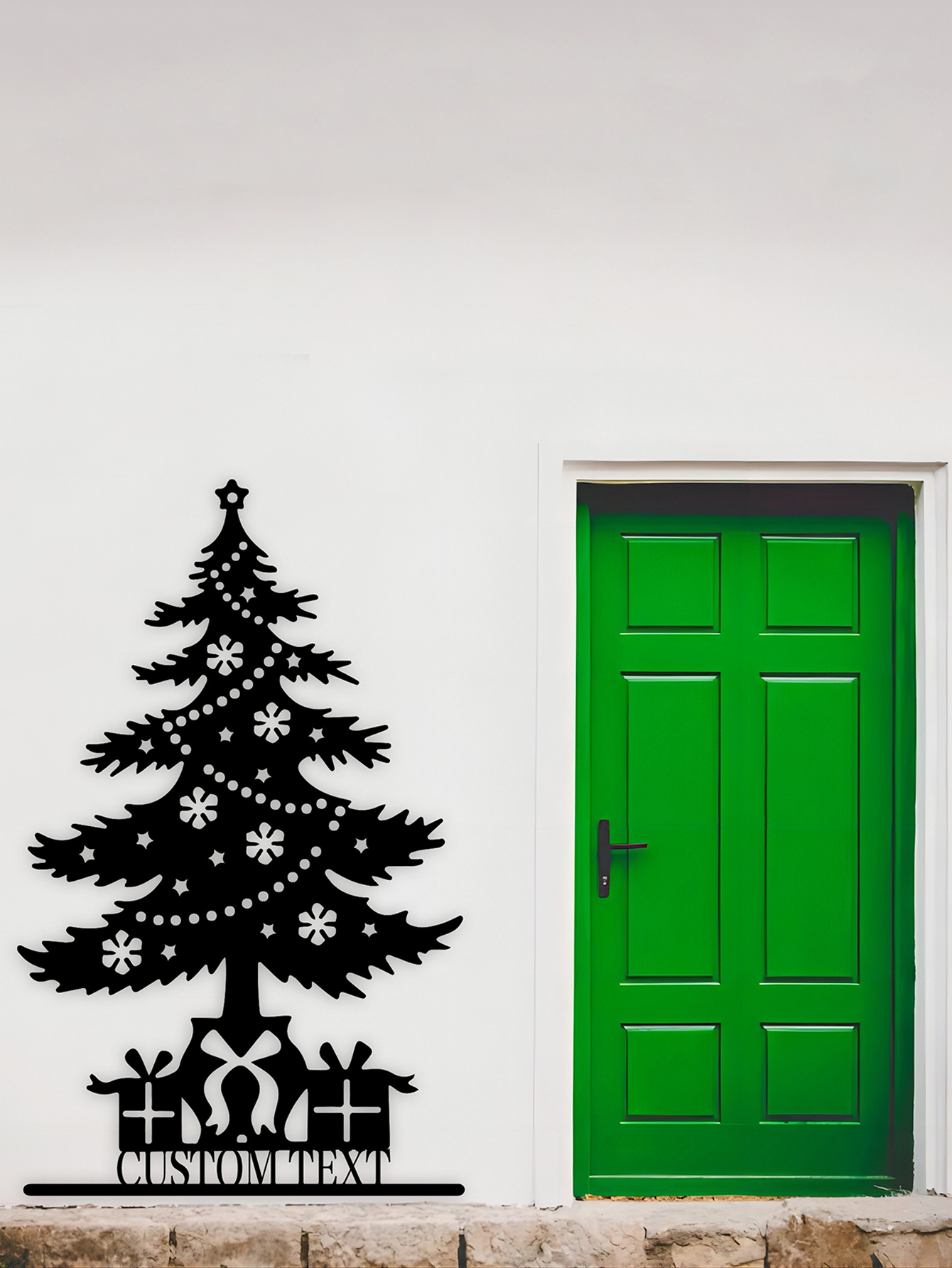 Holiday Metal Christmas Tree Decoration with Text